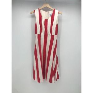 Bea & Dot by ModCloth Dress Womens Small Red Ivory Stripe Fit & Flare Pockets